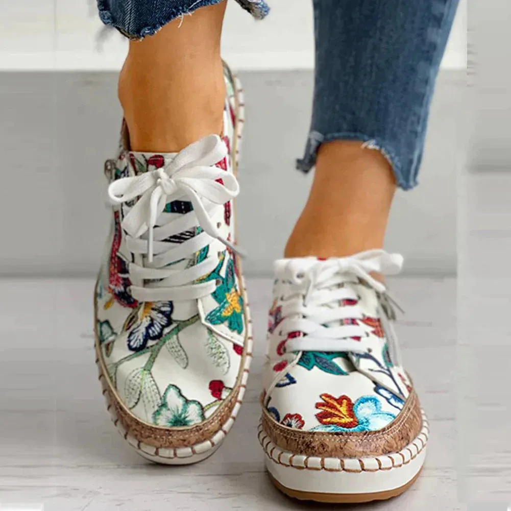 Xayana Slip-On Shoes | Lightweight Floral Embroidered Mesh Shoes for Women