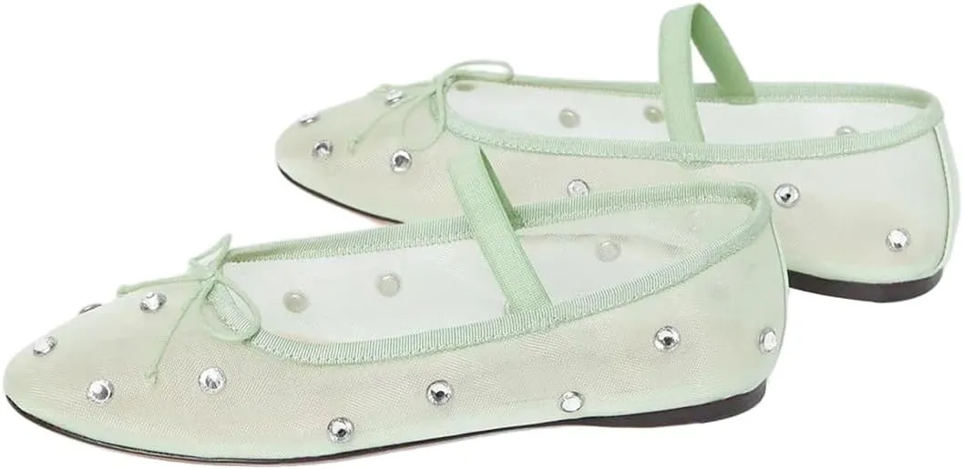 XYD Women Girls Ballet Flats Slip On Closed Almond Toe Elastic Single Strap Bowknot Cute Dress Date Shoes