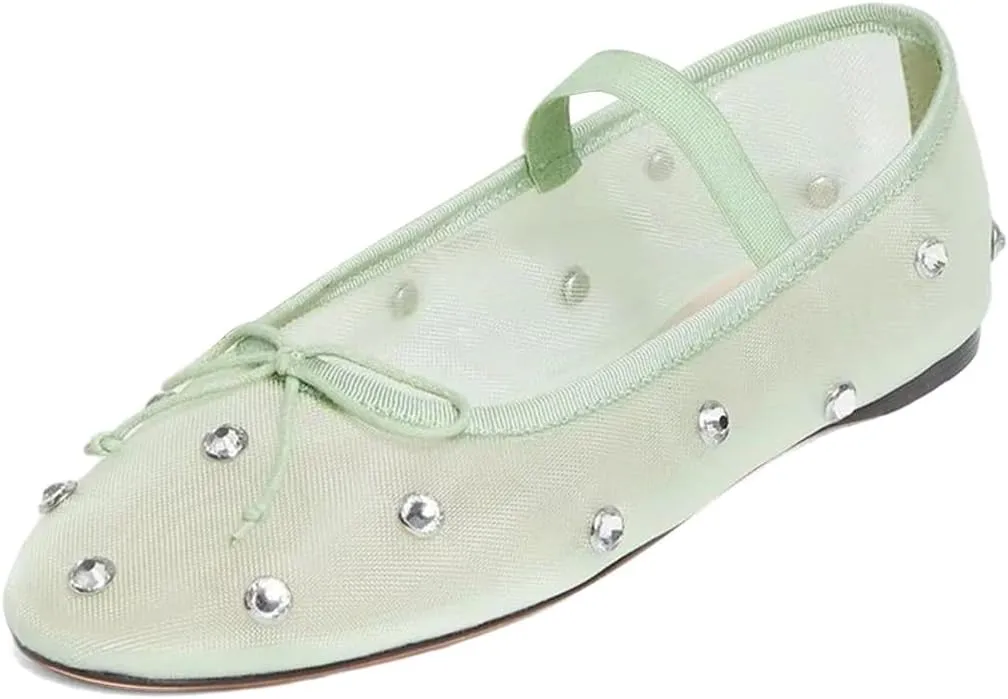 XYD Women Girls Ballet Flats Slip On Closed Almond Toe Elastic Single Strap Bowknot Cute Dress Date Shoes