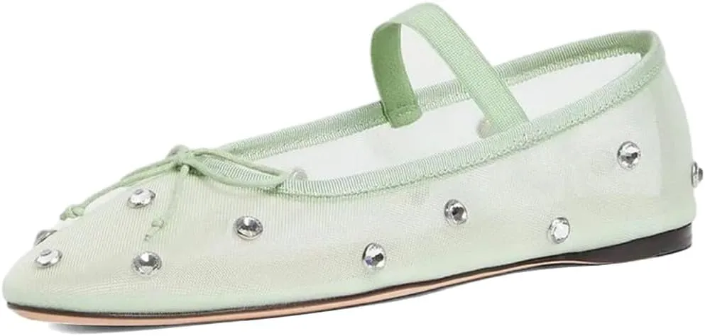XYD Women Girls Ballet Flats Slip On Closed Almond Toe Elastic Single Strap Bowknot Cute Dress Date Shoes
