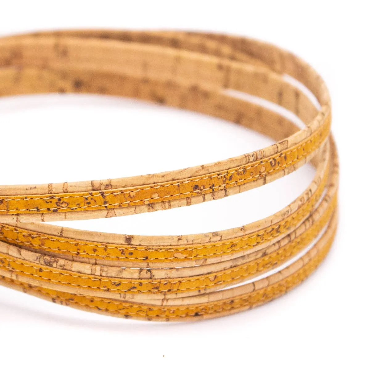 Yellow with natural flat 10mm cork cord COR-414(10meters)