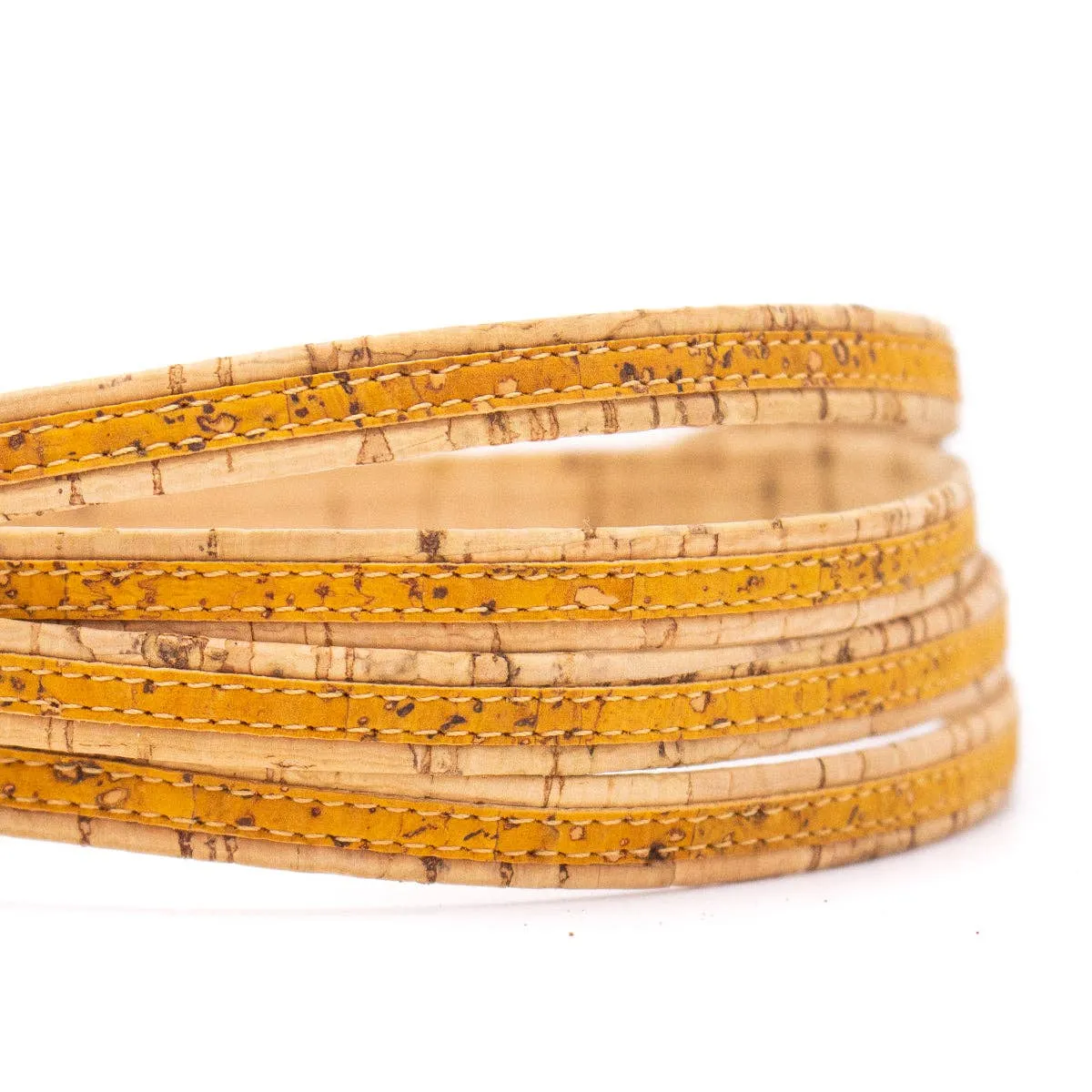 Yellow with natural flat 10mm cork cord COR-414(10meters)