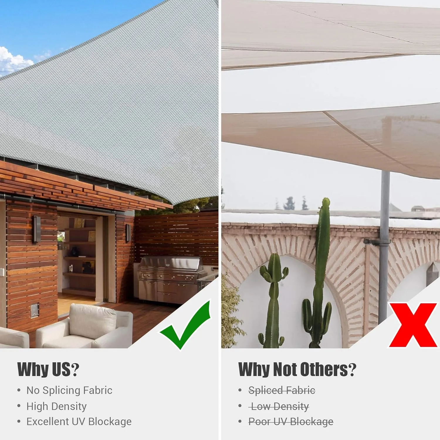 Yescom 13x10Ft 97% UV Block Rectangle Sun Shade Sail Outdoor Patio Pool Garden Yard Lawn Carport Cover Net Awning Canopy Cload Gray