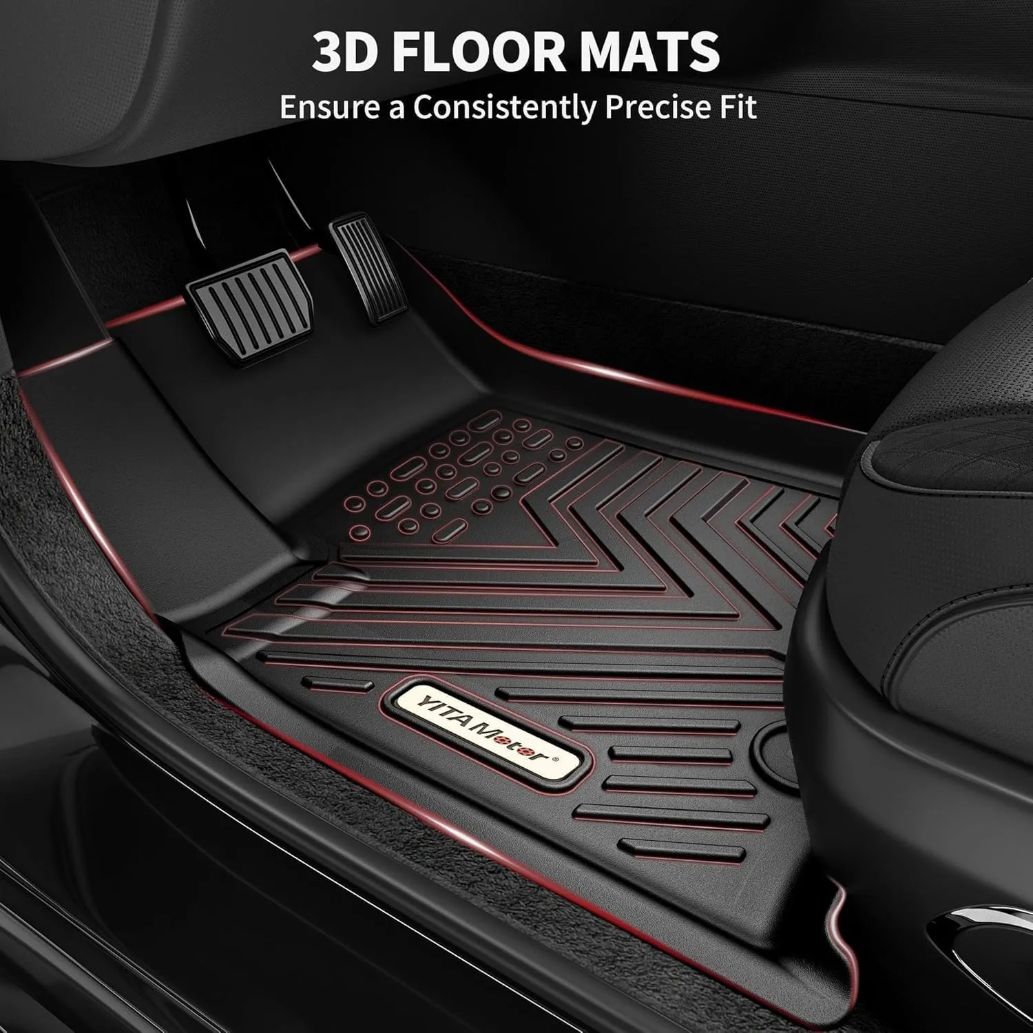 YITAMOTOR Floor Mats Fit for Ford F-150/F150 Lightning SuperCrew Cab 2025-2015(Rear w/o U-Seat Flat Storage),TPE All Weather F150 Truck mats, 1st & 2nd Row