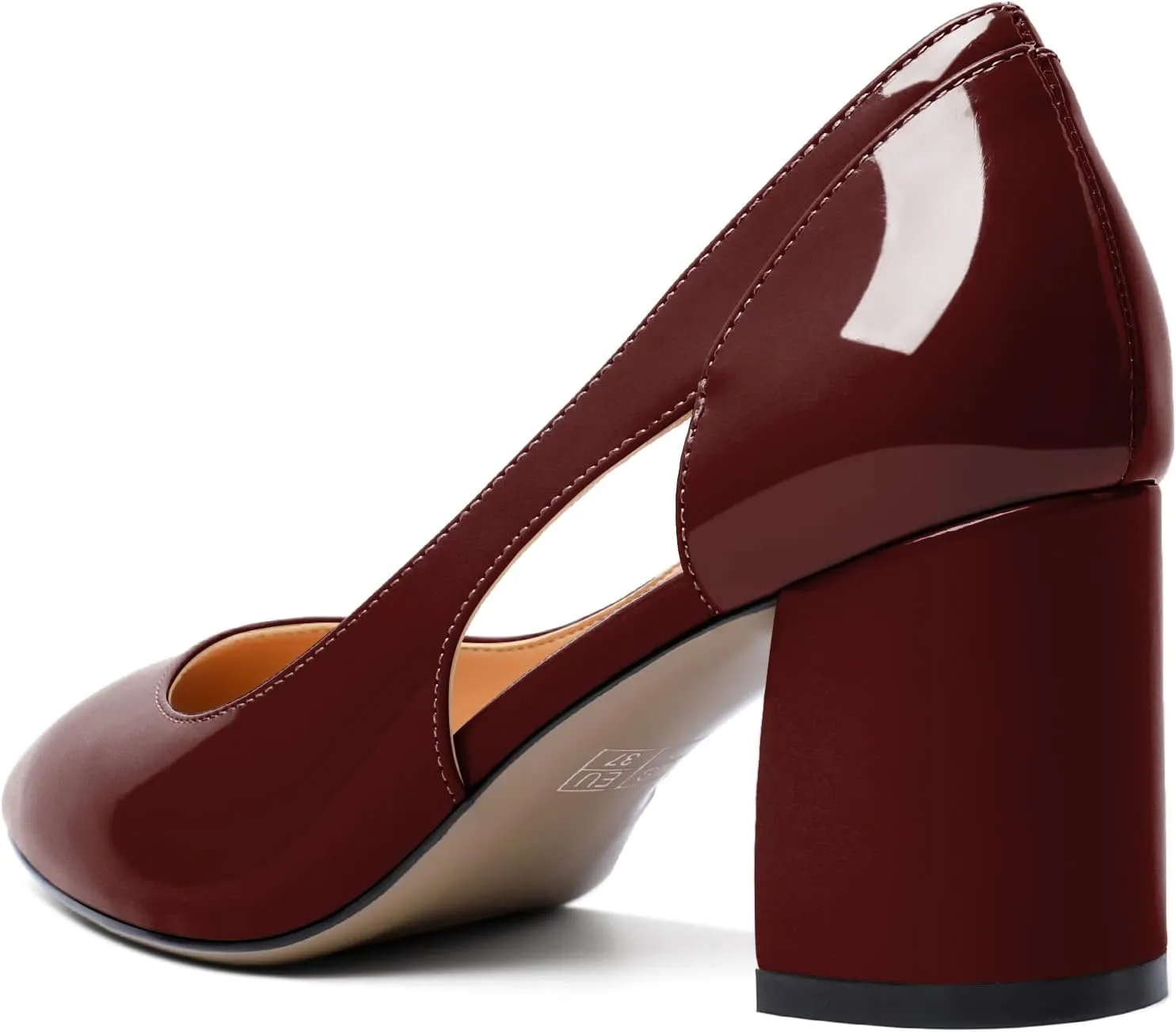 Zamikoo Women's Mid Block Heel Pumps, Pointed Toe Slip On Cutout Chunky Heels Ladies Office Event Party Dress Shoes 2.5 Inches