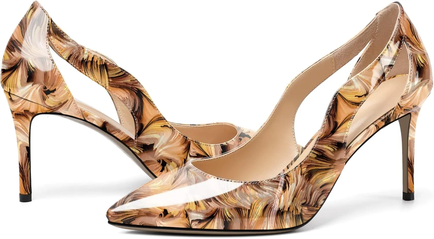 Zamikoo Women's Pointed Toe Slip On 3.5 Inch High Heel Pumps, Sexy Cut Out Stiletto Heels, High Heeled Dress Shoes for Casual Dress Office Event
