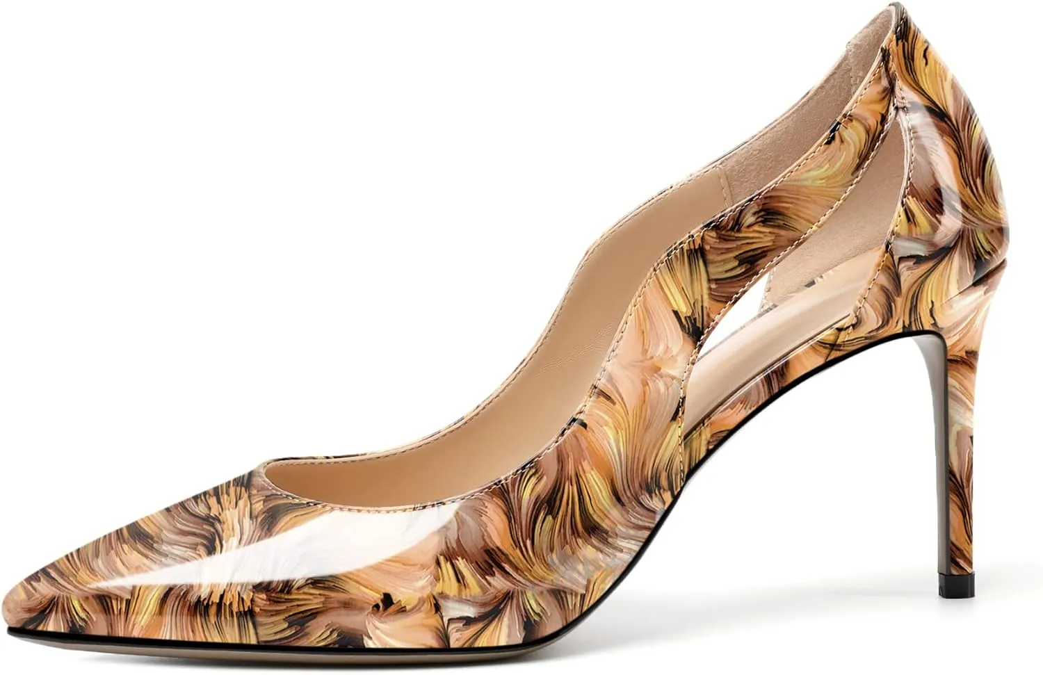 Zamikoo Women's Pointed Toe Slip On 3.5 Inch High Heel Pumps, Sexy Cut Out Stiletto Heels, High Heeled Dress Shoes for Casual Dress Office Event