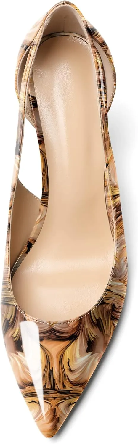 Zamikoo Women's Pointed Toe Slip On 3.5 Inch High Heel Pumps, Sexy Cut Out Stiletto Heels, High Heeled Dress Shoes for Casual Dress Office Event