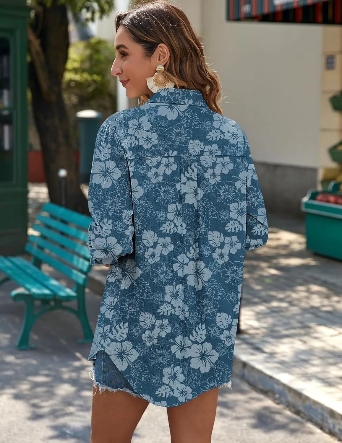 Zeagoo Womens Button Down Shirts Long Sleeve Cotton Gauze Tops Casual Collared Blouses Loose Fit