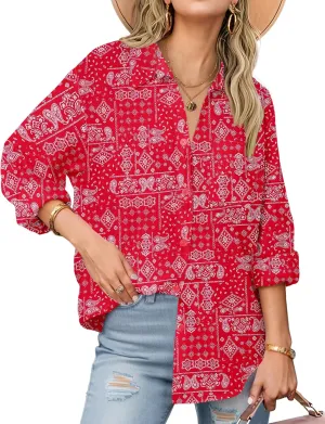 Zeagoo Womens Button Down Shirts Long Sleeve Cotton Gauze Tops Casual Collared Blouses Loose Fit