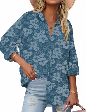 Zeagoo Womens Button Down Shirts Long Sleeve Cotton Gauze Tops Casual Collared Blouses Loose Fit